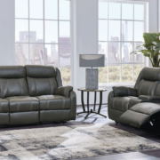 Grey sofa and loveseat