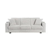 360116_2 Izzy Upholstered Sofa Bed with Cup Holders Off-white