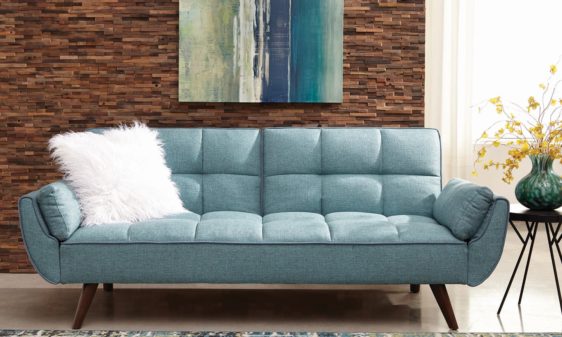 360097 Caufield Biscuit-tufted Sofa Bed Turquoise Blue by coaster furniture